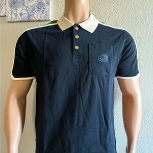 Gucci Navy Polo with Cream Accents